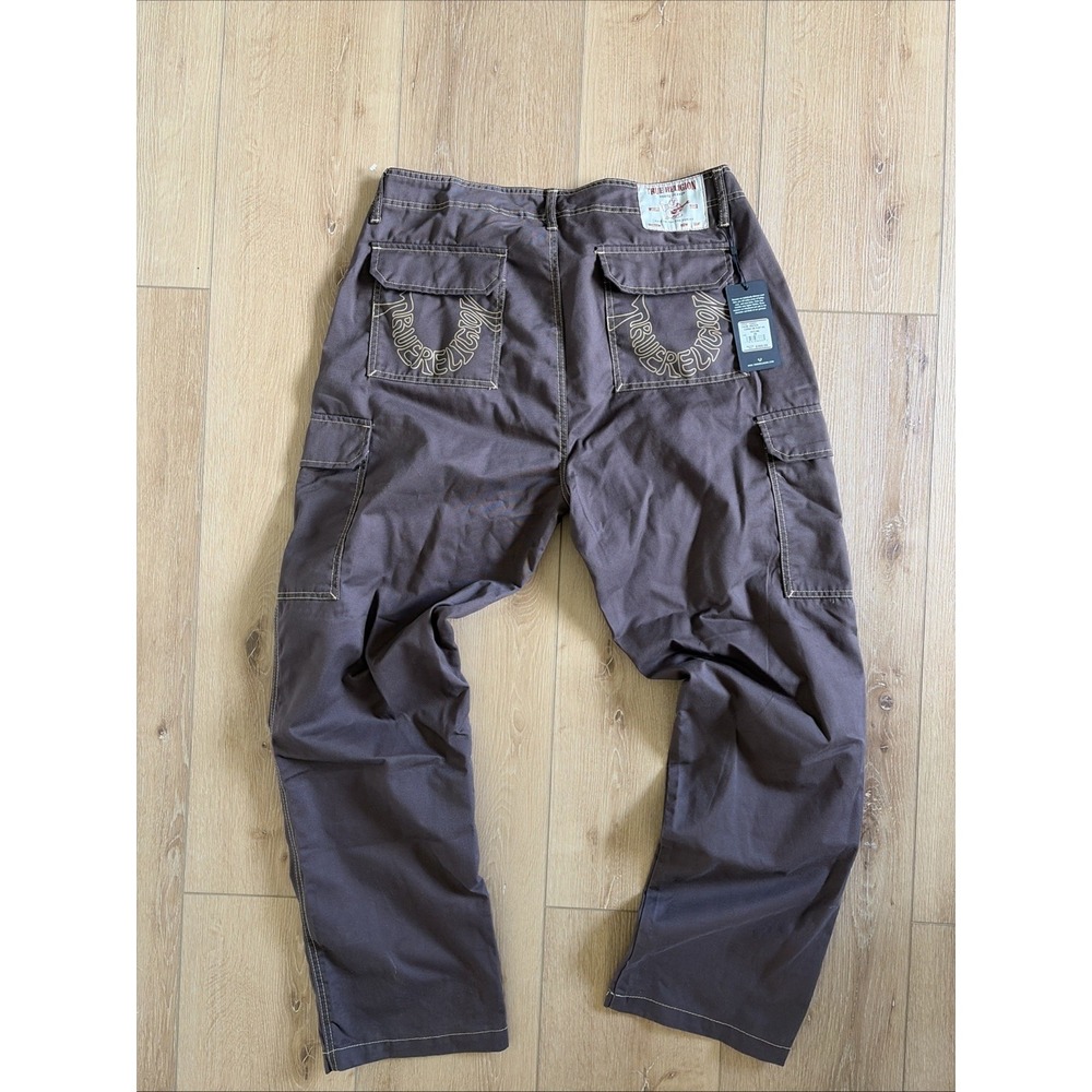 True Religion Jeans Men's Bracken Brown Baggy Cargo Pants Size 36 Y2K NWT